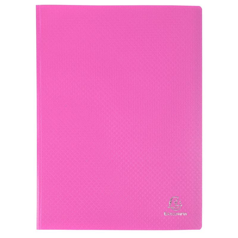 Exacompta Lot de 10 Protège-documents A4 100 vues OPAK, polypro coloris rose - matière synthétique 88527E_0