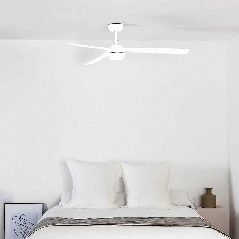 FARO BARCELONA VENTILATEUR PLAFOND POINT M, DC, LAMPE LED BLANC