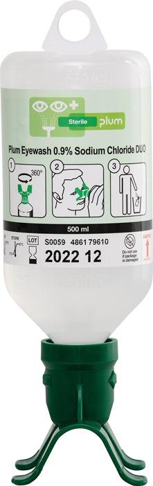 Flacon de rinçage oculaire Duo 0,5 l - Solution saline stérile 3 ans - DIN EN15154-4 PLUM_0