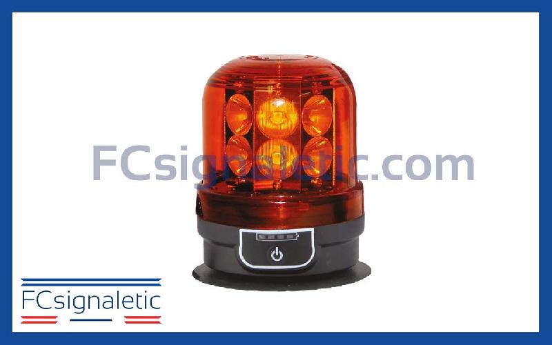 Gyrophare à led orange autonome embase magnétique LEDWORK LWK0539_0