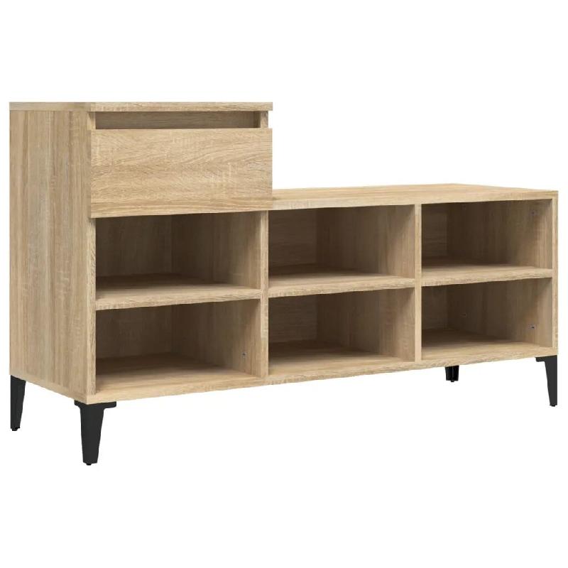 Helloshop26 - Armoire à chaussures moderne espace de rangement 102 x 36 x 60 cm en bois d'ingénierie chêne sonoma 02_0048447 - métal 3000235289437_0