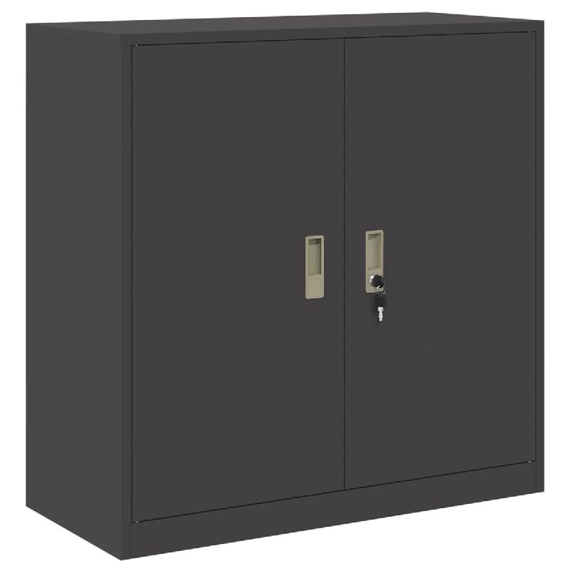 Helloshop26 - Armoire de rangement moderne design industriel bureau 90 x 40 x 90 cm en acier laminé à froid noir 02_0054815 - noir acier 3000238673547_0