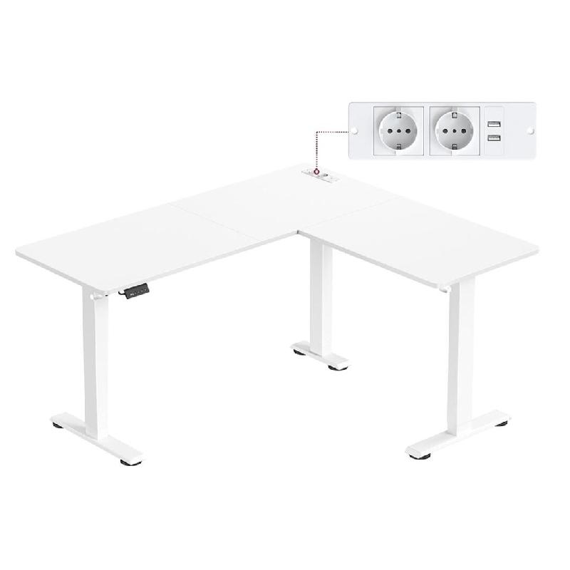 Helloshop26 - Bureau électrique réglable en hauteur table d'angle en L 140 x 160 cm avec multiprise fonction mémoire 2 hauteurs pour 12_0004615 - a_0