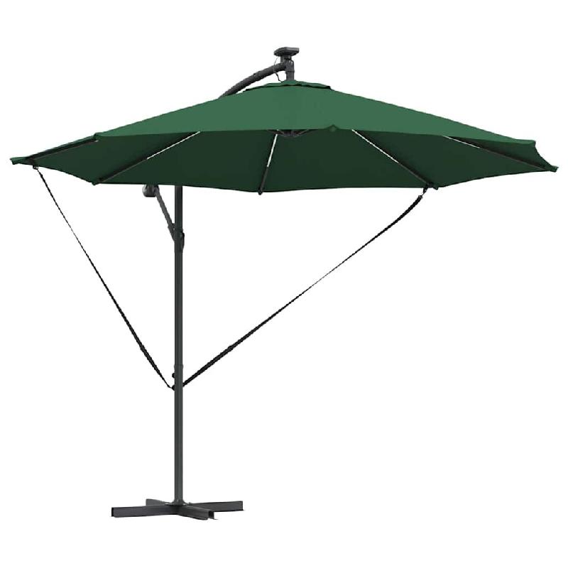 Helloshop26 - Parasol cantilever moderne inclinable jardin terrasse 294 x 294 x 248 cm en polyester vert 02_0058756 - vert aluminium 3000240757389_0