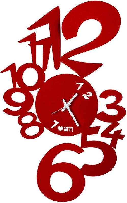 Horloge Murale Lupin Design Moderne Rouge Fabriquée En Italie, Acier, D. 50 Cm, Style Minimal Pour Salon, Cuisine, Bureau - rouge 8059616142675_0