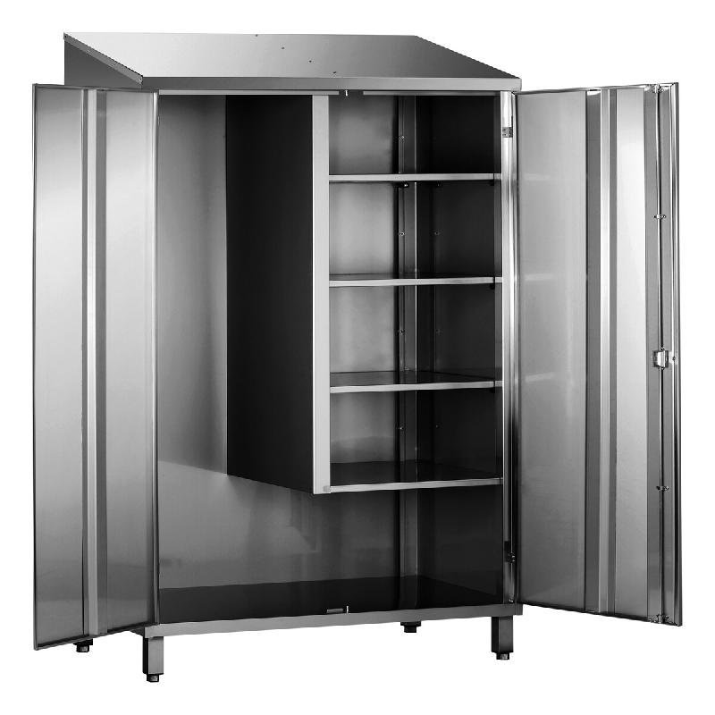 ITALCONCEPT L2G Armoire Balais Inox 2 Portes Double Toit Pente, 2140 x 800 x 400mm - 3616350011985_0