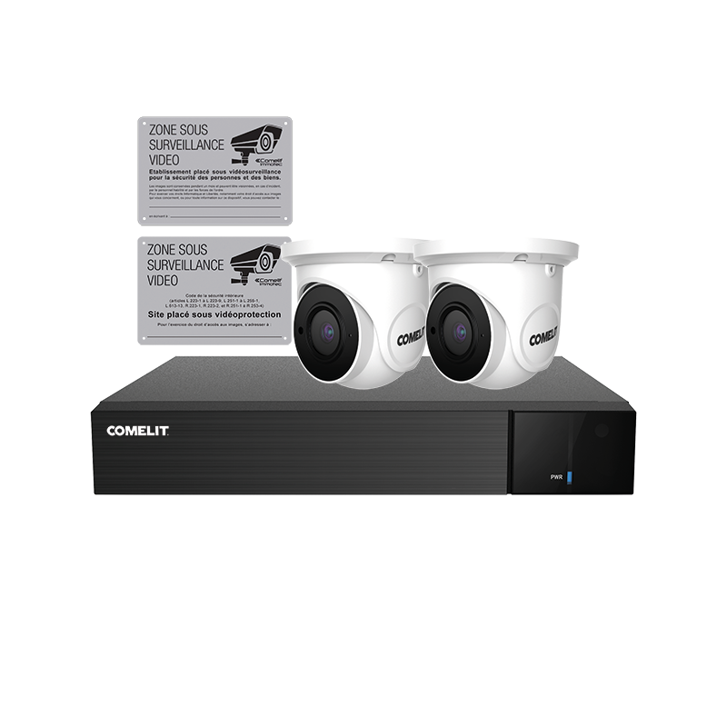 Kit vidéosurveillace 1 enregistreur + 2 caméras ip turret - comelit - iptkit4n04pafr_0