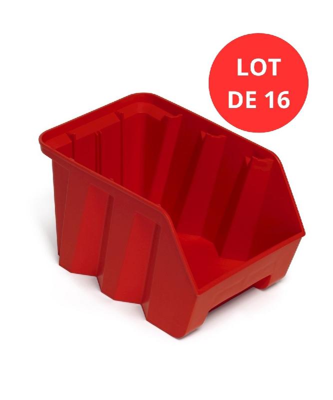 Lot de 16 bacs duetto 9,4 litres plastique rouge_0