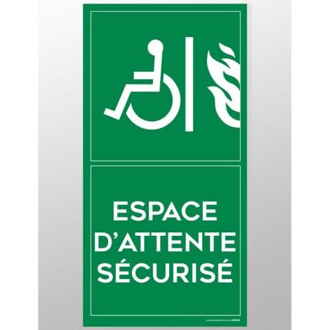 LOT DE 2 - PANNEAU SIGNALÉTIQUE - ESPACE D'ATTENTE SÉCURISÉ - PORTRAIT (300 X 150 MM, PVC)