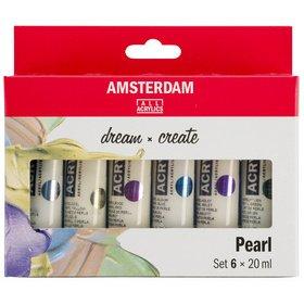 LOT DE 2 - ROYAL TALENS PEINTURE ACRYLIQUE AMSTERDAM PEARL, 6 X 20 ML