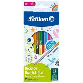 LOT DE 5 - CRAYONS DE COULEUR BICOLOR, ROND, ÉTUI EN CARTON DE