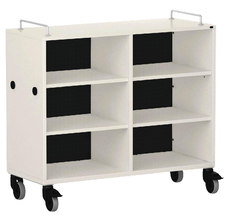 MEUBLE BAS SHIFT+ LANDSCAPE MÉLAMINÉ 4 ÉTAGÈRES - BLANC GRIS - NOIR - MANUTAN COLLECTIVITÉS