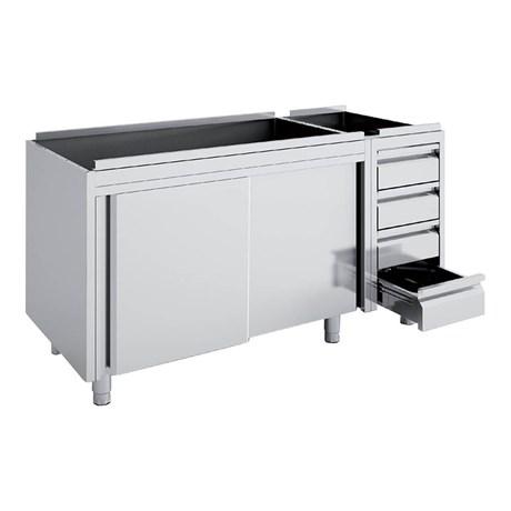 MEUBLE NEUTRE PORTES COULISSANTES ET TIROIRS MNCC70-140