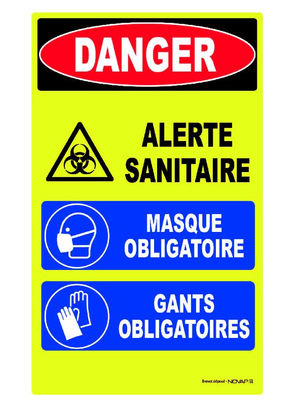 Panneaux rigides hautes visibilités 200x330 mm Danger Alerte Sanitaire - PNGPSCHV-NV04/ASAN_0