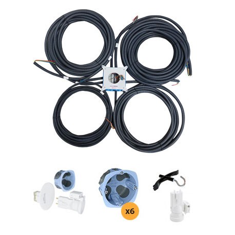 Pieuvre électrique en KIT  - Chambre 15 m2 - 3 prises de courant - 3 boutons poussoirs - KITCH15BP_0
