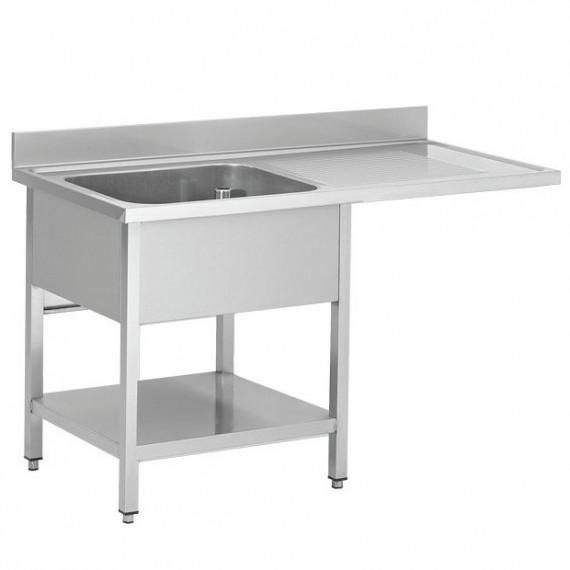 Plonge lave-vaisselle 120x60x95 cm - 1 bac avec égouttoir à droite - inox avec pieds réglables_0