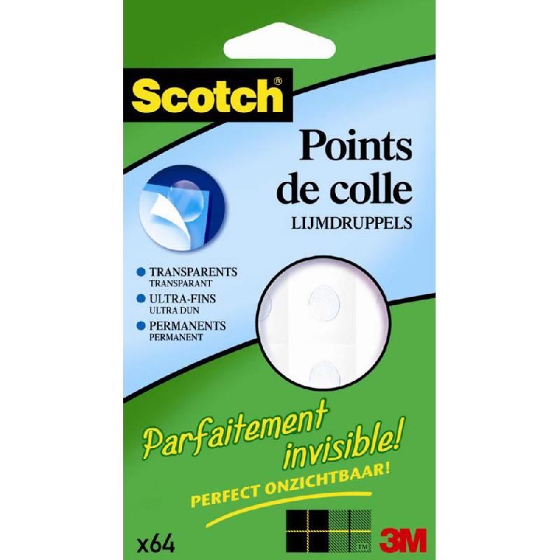 POINTS DE COLLE PASTILLES ADHESIVES DOUBLE-FACE SCOTCH - INVISIBLES - PAQUET DE 64