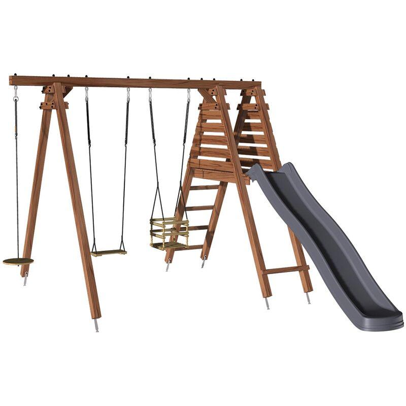 BALANÇOIRE OBJECTIF NATURE 3 AGRÈS ET TOBOGGAN FLEUR MARRON Comparer