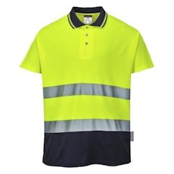 Portwest - Polo en coton bicolore HV Jaune / Bleu Marine Taille M - M 5036108251148_0