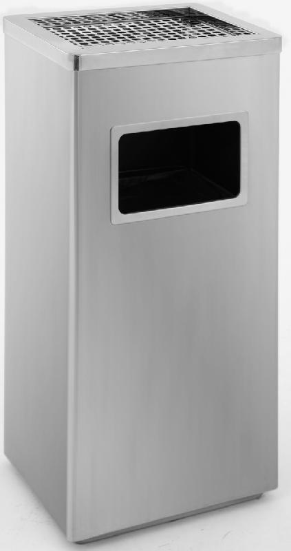 POUBELLE-CENDRIER 14,5L INOX MAT - MANUTAN COLLECTIVITÉS