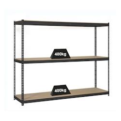 PROREGAL Étagère pour charges lourdes WOOD YETI THREE | HxLxP 200x180x75cm | Charge du compartiment 400kg | anthracite - noir métal PR_RS19-35_0