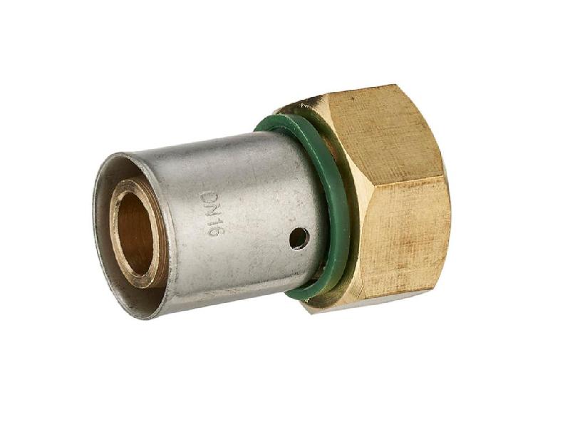 Raccord droit en laiton avec écrou libre à sertir - F 12 x 17 - Pour tube en PER - Norme ACS_0