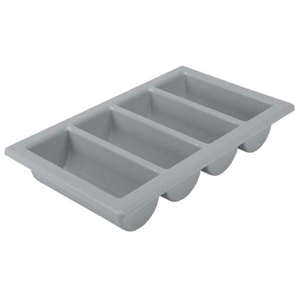 RANGE-COUVERTS GN 1/1 GRIS 4 COMPARTIMENTS 52,9 X 33 X 9.5 CM - PLASTIBAC - GASTRONORME