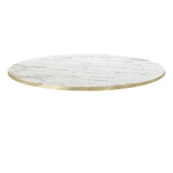 Restootab - Plateau Ø120 decor marbre calacata chants laiton - blanc Bois manufacturé 3760371517572_0