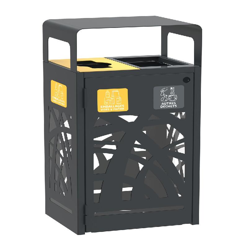 ROSSIGNOL Corbeille de tri anti-nuisible 2x60L avec couvercle calibrée + stickers CYBEL anthracite - gris acier 53605_0