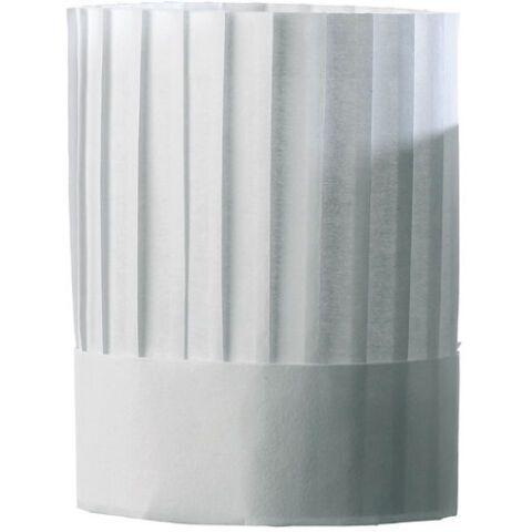 SACHET DE 10 TOQUES ''CHEF'' BLANCHES PLISSÉES EN NON-TISSÉ, H 22,5 CM SANS COIFFE