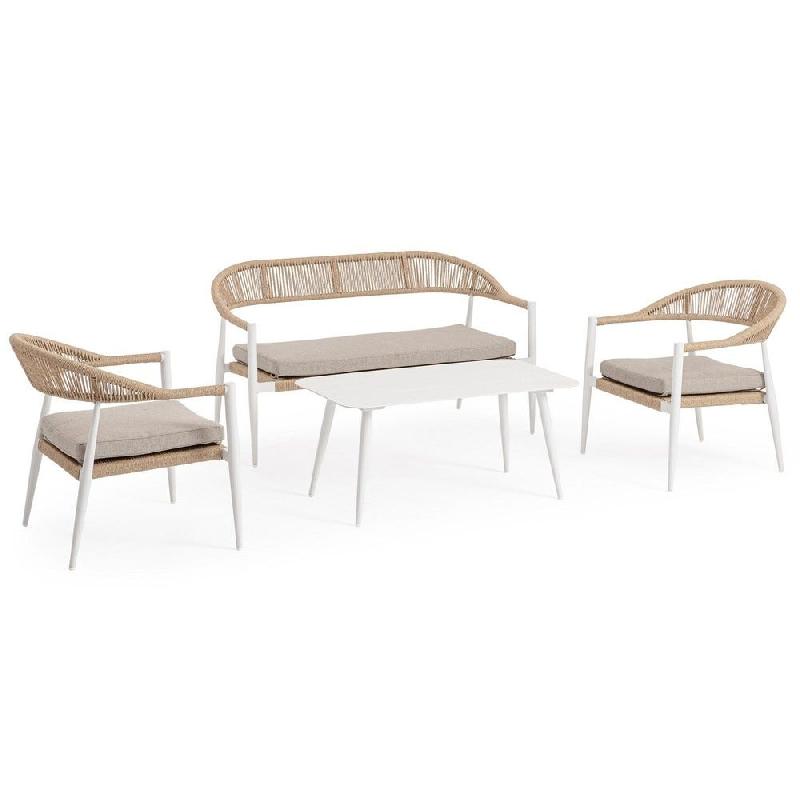 Salon Jandia blanc SA27/beige avec accoudoirs_0