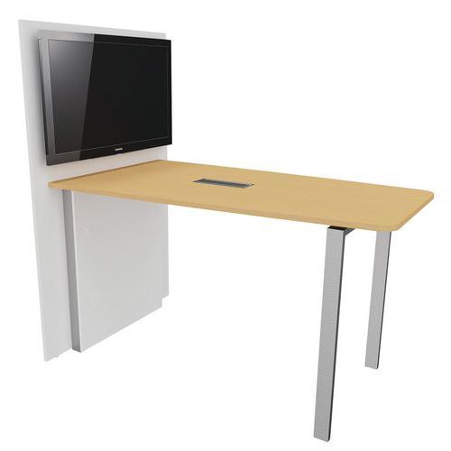 STATION VISIO HUB BLANC : TABLE 180X104X100 CM HÊTRE/ALU - BURONOMIC