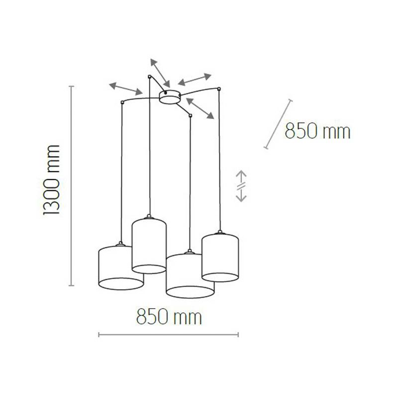 TK LIGHTING SUSPENSION JUTA, À QUATRE LAMPES