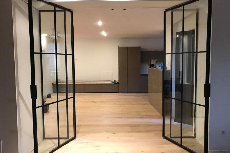 Système de porte/cloison G20 + D1s - Paroi vitrée et porte pivotante minimaliste_0