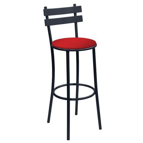 TABOURET GRAND SQUARE H.80CM ASSISE ROUGE CHINOIS/PIÉT.CARBONE - RODET