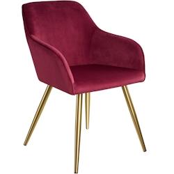 Tectake Chaise MARILYN Effet Velours Style Scandinave - bordeaux/or -403650 - rouge plastique 403650_0