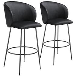 Tectake Chaise de bar avec dossier LUANA aspect velours - noir/noir, Lot de 2 - 405853 - noir polyester 405853_0