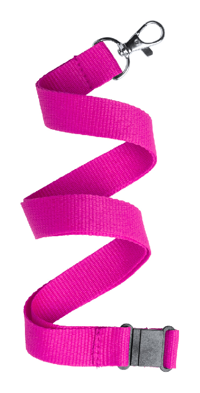 Tour de cou en polyester - Fuchsia - Mousqueton en métal et boucle anti-étranglement_0