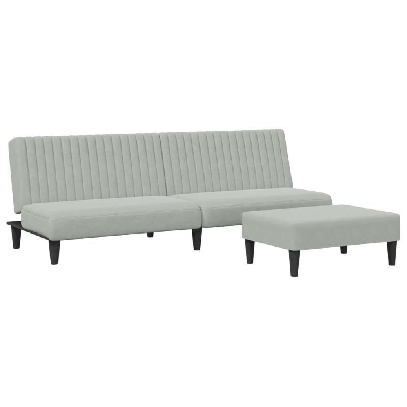 VidaXL Ensemble de canapés 2 pcs gris clair velours Modèle Armonie - 3216274_0