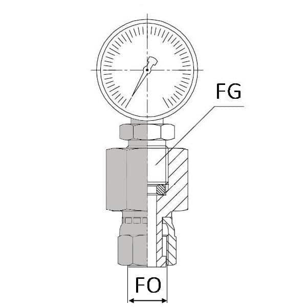 Adaptateur femelle tournant ORFS x femelle gaz cylindrique manomètre - 1/4' , 11.44 , 1