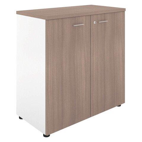 ARMOIRE BASSE H 89 CM BOIS PORTES BATTANTES ORME CORPS BLANC ESSENZZA - DARWIN