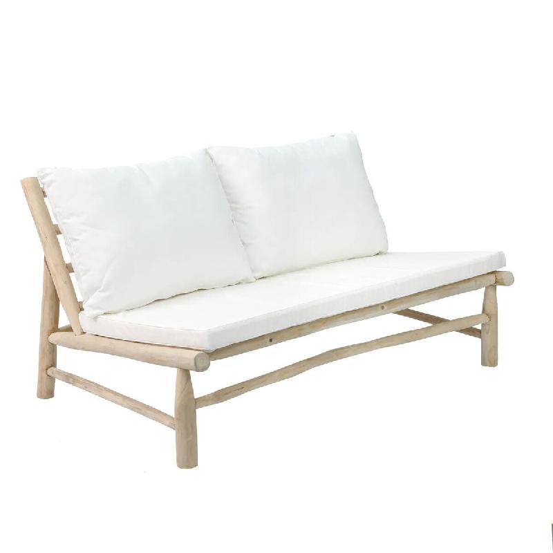 Bazar Bizar Canapé 2 places en bois de teck sunbrella local 140x80x75 cm blanc naturel - multicolore Matériau naturel JACA003NW-140_0