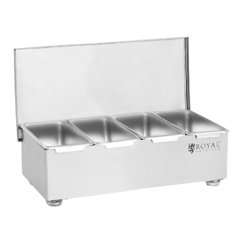 Boîte à condiments avec couvercle - 4 x 450 ml - Acier inoxydable - Réf : 14_0000738_0