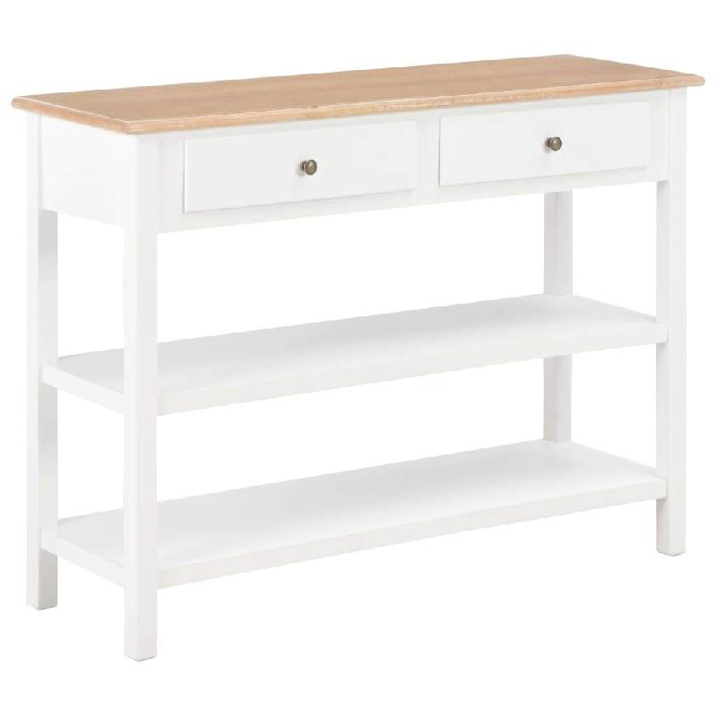 Buffet bahut blanc 110 cm en MDF - 2 tiroirs et 2 étagères - Meuble de rangement élégant_0