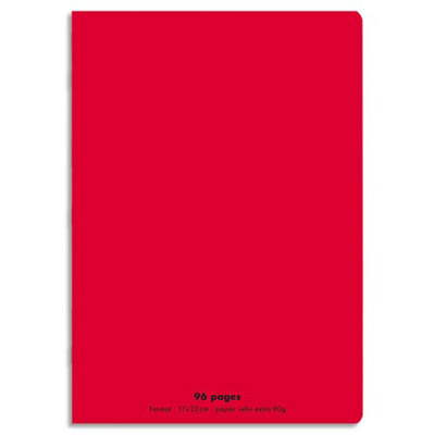 CAHIER ECO - PIQUE - COUVERTURE POLYPRO - 96 PAGES - 17X22 CM - GRANDS CARREAUX - ROUGE