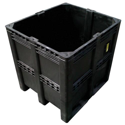Caisse palette plastique recyclé rigide pleine - 3 semelles 1300 x 1150 x 1250 mm Noir - Réf : CAI105CP1311001_0