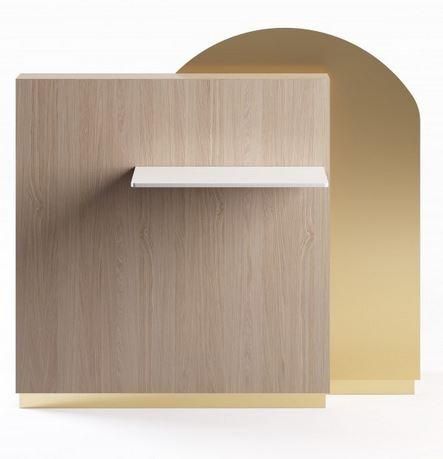 Comptoir d'accueil WATSON PM 130 et GM 180 - Créations Julie Gaillard - Décors bois au choix et structure métallique époxy_0