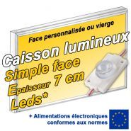 Caisson lumineux LED simple face - Patt'a Pub - épaisseur 7 cm - fabrication française - sur mesure jusqu'à 24x74 cm_0