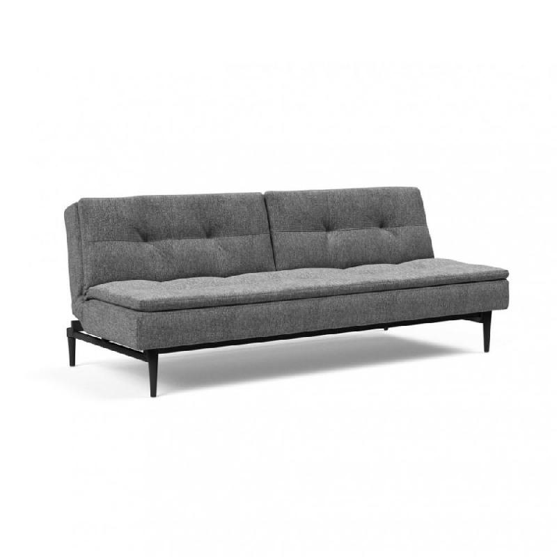Canapé design Dublexo Styletto - Convertible lit 115x210 cm - Pieds chêne noir - Tissu Twist Charcoal_0
