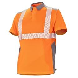 Cepovett - Polo manches courtes Fluo Safe Orange / Gris Taille L - L 3603623485000_0
